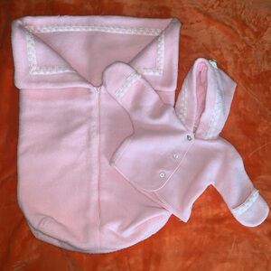 RARE Vintage Hudson’s Pink Newborn Coat With Matching Zip Blanket